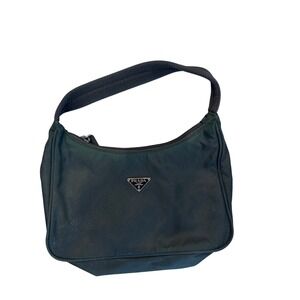 Prada Tessuto Nylon Shoulder Bag‎ Dark Green  Mini Hobo Purse